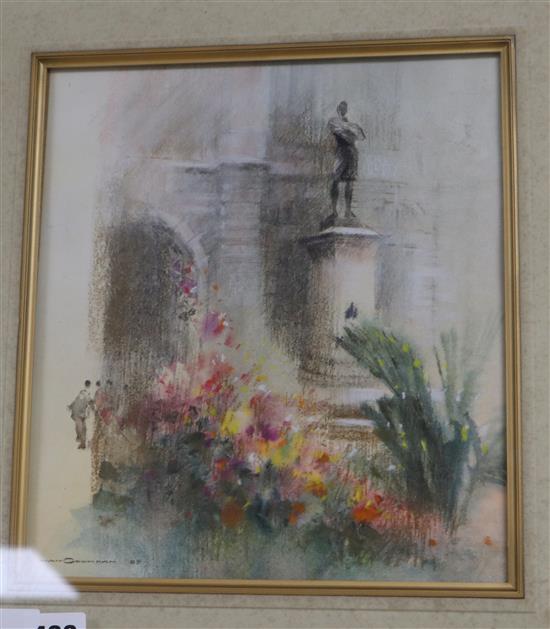 Wan Soon Kam (1943-) pastel on paper, Sir Stamford Raffles, Singapore, signed and dated 87, 26 x 23cm